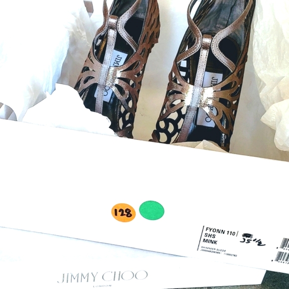 Jimmy Choo Women's Fyonn Laser-cut Metallic Leather 5.5 - Picture 4 of 5